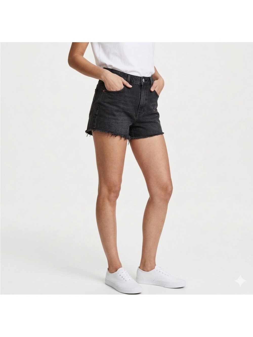 High-Rise Black Denim Cutoff Shorts NWT! Divided by H&M